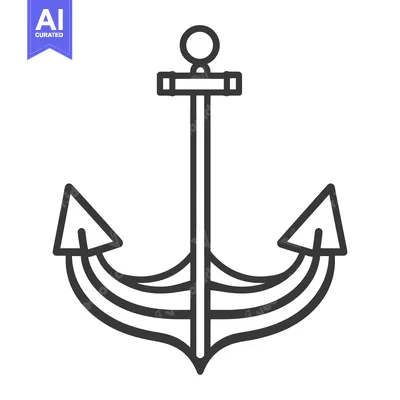 Aset premium populer: A simplified black line art representation of a nautical anchor