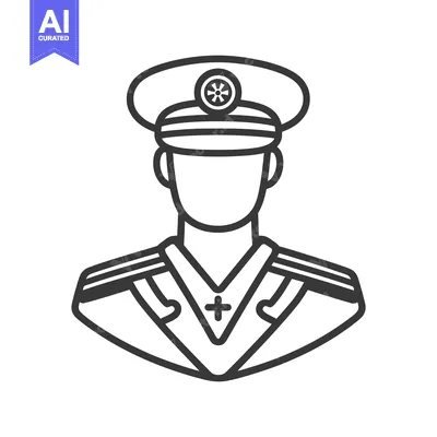 Aset desain premium: A stylized illustration depicting a person wearing a uniform hat