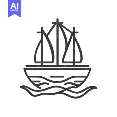 Popular premium asset: A simple line drawing depicting a sailboat on wavy water