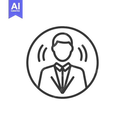 Aset desain premium: Minimalist Profile Icon: Man in Suit with Sound Waves