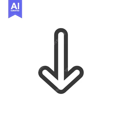 Aset premium populer: Bold Down Arrow Icon: Simple, Modern Design on White Background