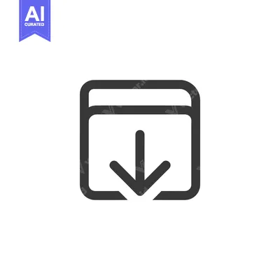 Aset desain premium: Download Icon: Simple, Bold Arrow Pointing Down from Box, Vector Graph