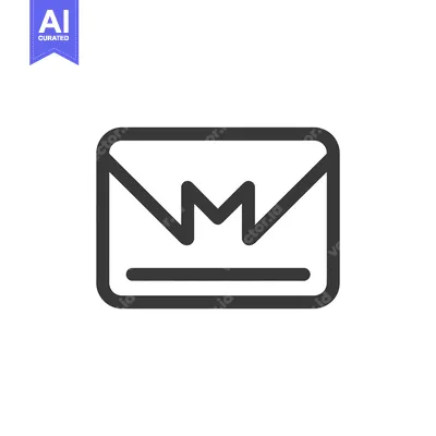 Aset premium populer: Minimalist Email Icon with Crown-Like Detail in Dark Gray