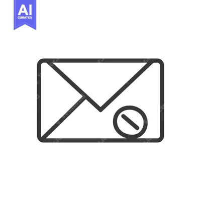 Aset desain premium: Blocked Email Icon: Simple Outline of Envelope with Prohibition Symbol