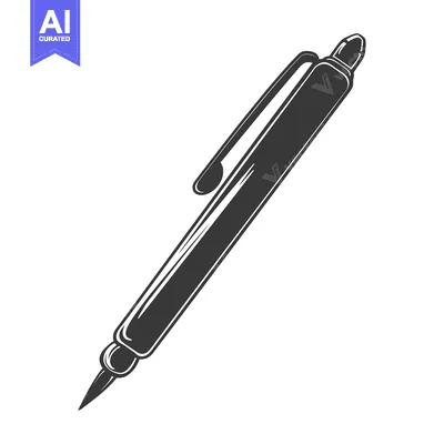 Aset desain premium: A single black pen with a pointed writing tip