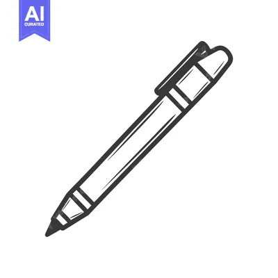Aset desain premium: A single black and white ballpoint pen is angled across the frame