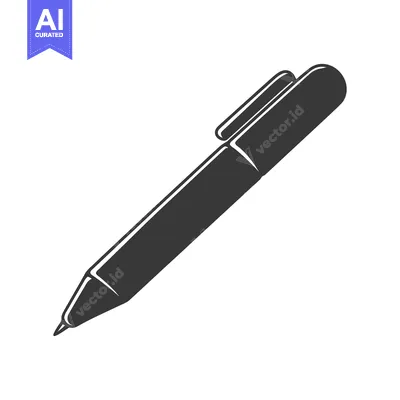 Popular premium asset: A detailed illustration depicting a single black ballpoint pen on a wh