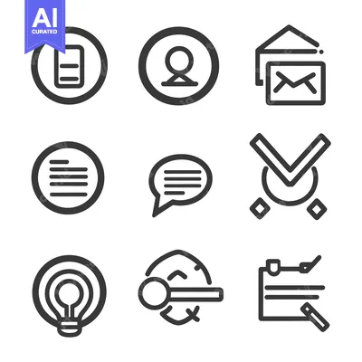 Aset premium populer: Simple line art icons illustrating various digital communication and c