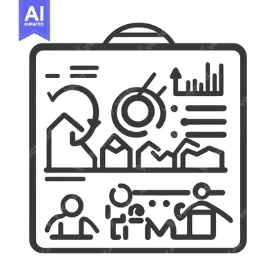 Aset desain premium: A presentation icon depicting business information and related element