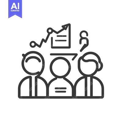 Aset desain premium: Group of people analyze a report with an upward trend