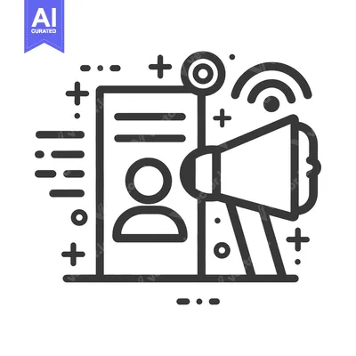 Premium design asset: An illustration of a person and a loudspeaker advertising