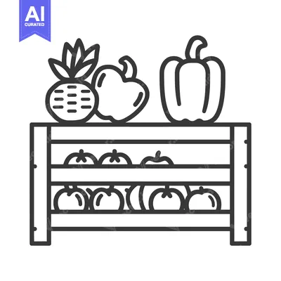 Popular premium asset: A wooden produce display shelf filled with fresh fruits and vegetables