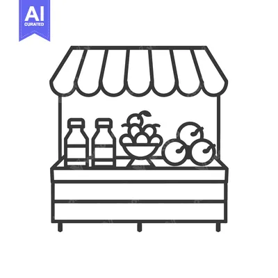 Aset premium populer: A fruit stand displays fresh produce and bottled beverages for sale