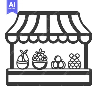 Illustration depicting a farmers market stall displaying fresh produce