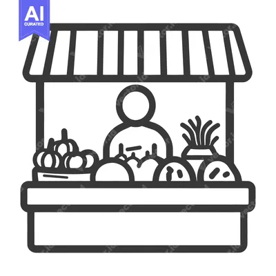 Aset desain premium: A simple farmers market stand selling various fresh produce