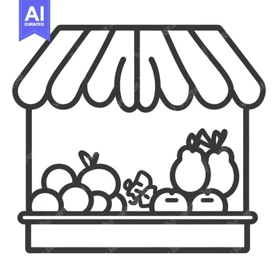 Popular premium asset: A line drawing of a fruit stall with various produce