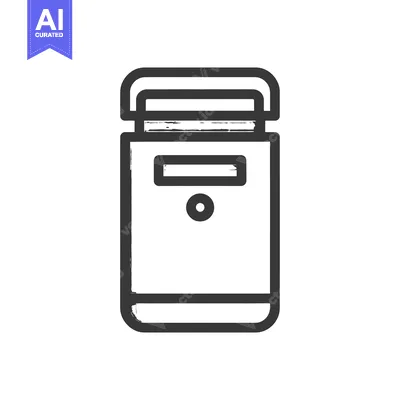 Aset desain premium: Minimalist Mailbox Icon with Grunge Texture, Isolated on White Backgro