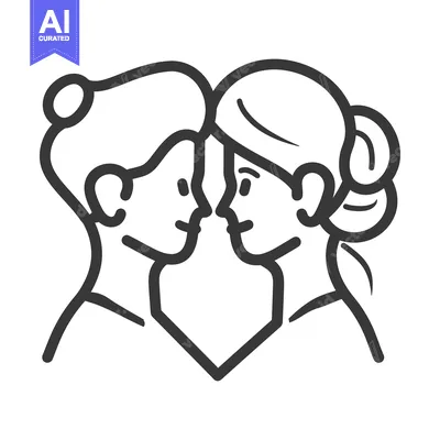 Popular premium asset: Two women face each other close resembling a heart shape