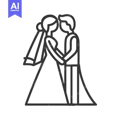 Aset desain premium: A Bride and Groom Standing Close Holding Each Others Hands