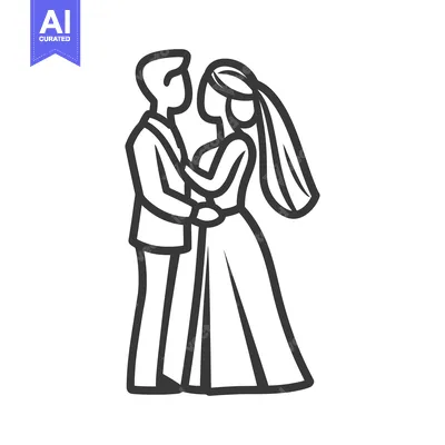 Aset premium populer: A newly wedded couple is standing close in embrace of love