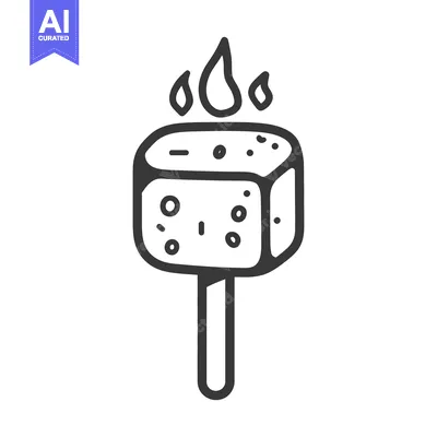 Aset premium populer: A simplistic illustration of a roasted treat on a stick