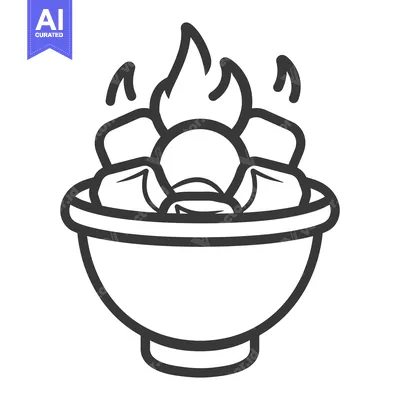 Aset premium populer: A bowl with stylized flames coming from above the contents