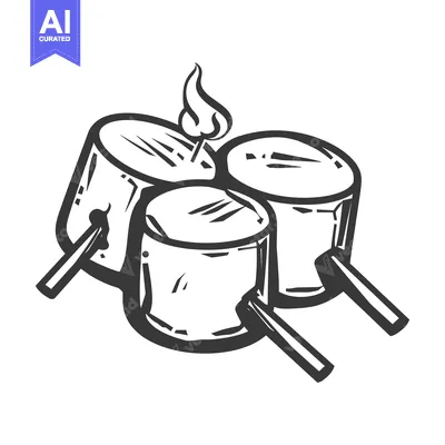 Aset desain premium: An illustration depicting marshmallows being roasted over an open flam