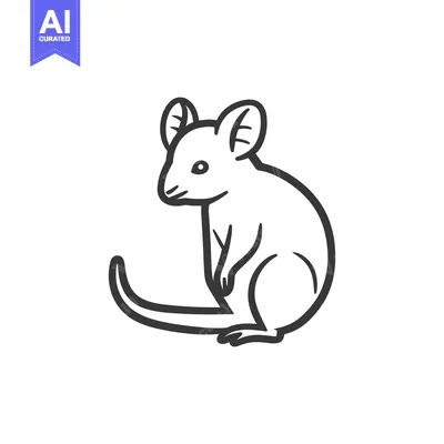 Aset desain premium: A Simple Black And White Line Art Depiction Of A Small Animal