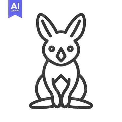 Aset desain premium: A simple black and white line illustration of a sitting rabbit
