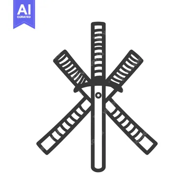 Aset desain premium: Four stylized crossed swords arranged in a symmetrical star shape