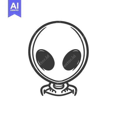 Aset premium populer: A minimalist depiction of a friendly extraterrestrial being with large