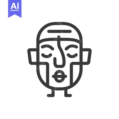 Aset desain premium: Simple stylized face with closed eyes and neutral expression