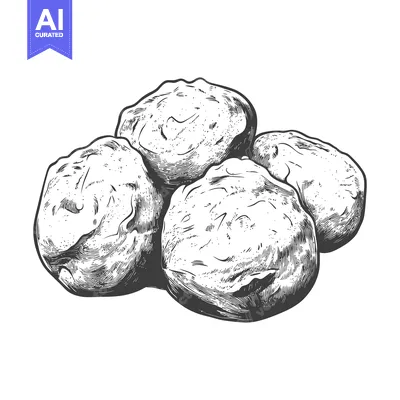 Popular premium asset: A monochrome illustration of a pile of rounded potato shapes