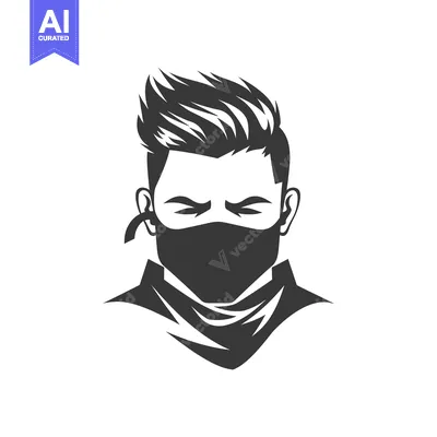 Aset premium populer: Masked Man with Spiky Hair and a Scarf