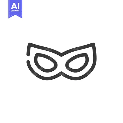 Aset premium populer: Minimalist Carnival Mask Icon: Sleek, Modern Design on White Backgroun