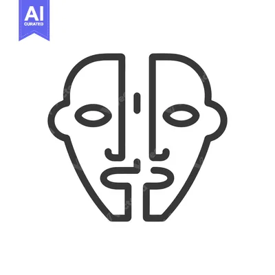 Aset premium populer: Abstract Tribal Mask Icon, Geometric Face Design, Minimalist Art
