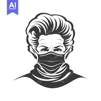 Premium design asset: Masked Woman with Stylish Hair and Neck Scarf