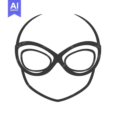 Aset desain premium: Simplified abstract illustration of a face with eyeglasses in black ou