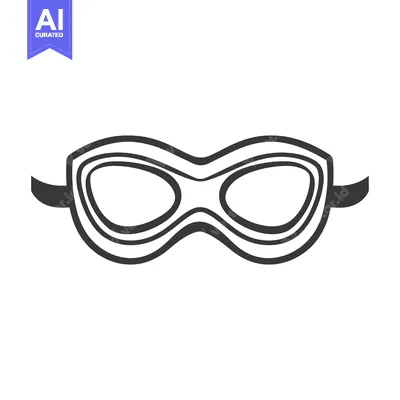 Aset premium populer: Simple graphic drawing of goggles with a headband design