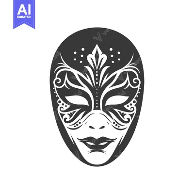 Aset premium populer: Decorative carnival mask in black and white showing face details
