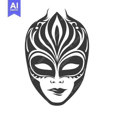 Premium design asset: An artistic and ornate mask with detailed symmetrical patterns