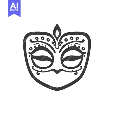 Aset desain premium: Detailed illustration of a decorated carnival mask with closed eyes