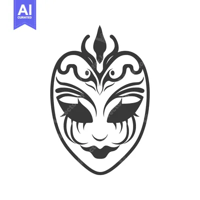 Aset premium populer: Decorative ornate face mask design with dark colors and elegant detail
