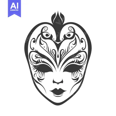 Aset premium populer: A detailed and ornate artistic mask appears centered on white backgrou