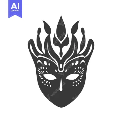 Premium design asset: Stylized ornate face mask with intricate symmetric decorative elements