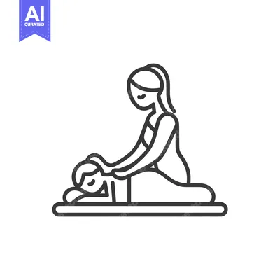 Aset desain premium: Minimalist Massage Therapy Icon: Woman Receiving Back Massage