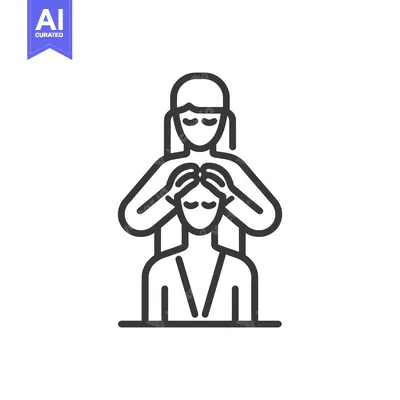 Aset desain premium: Minimalist Icon: Woman Giving Head Massage to Relaxed Client