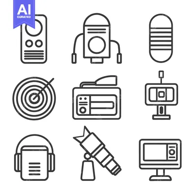 Various simple outlined vector icons representing different electronic
