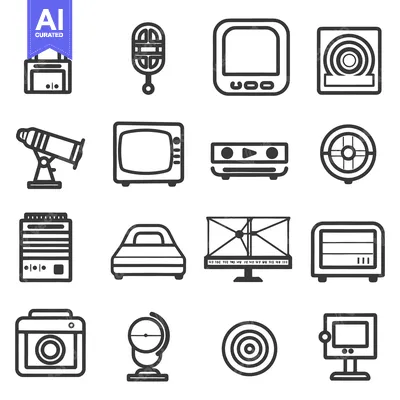 Premium design asset: Collection of simple icons illustrating various types of different equ