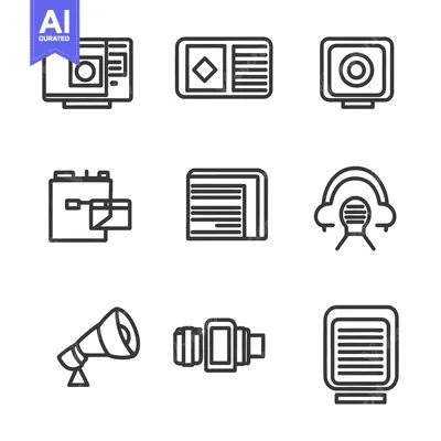 Premium design asset: Several black and white technology and media related icons